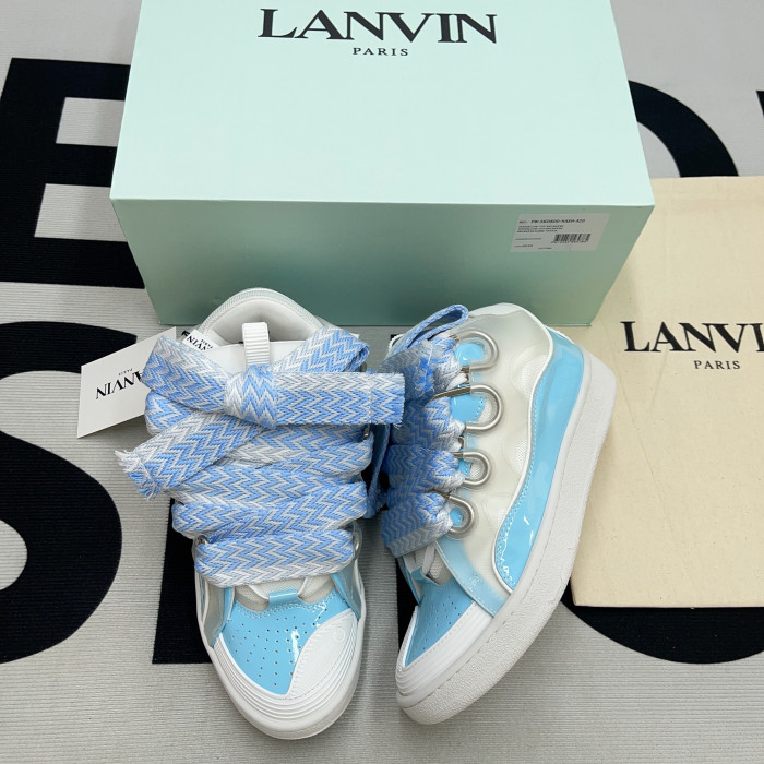 lanvin leather curb white light blue