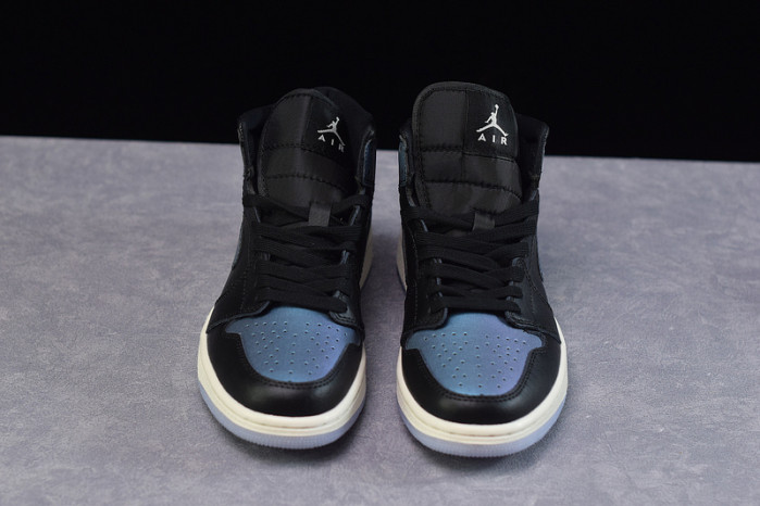 air jordan 1 mid iridescent black bq6472-009