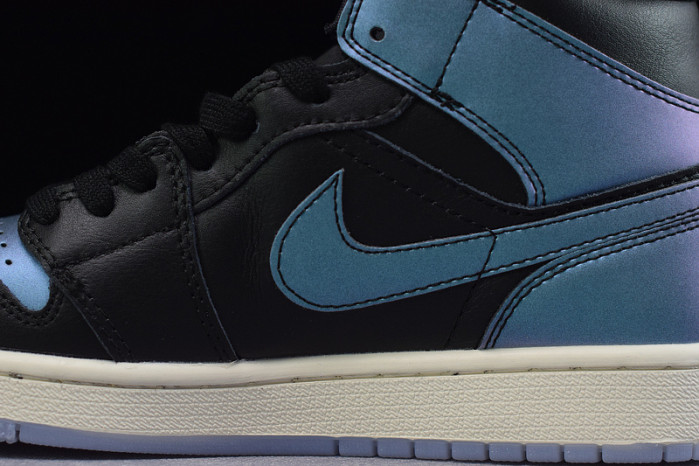 air jordan 1 mid iridescent black bq6472-009
