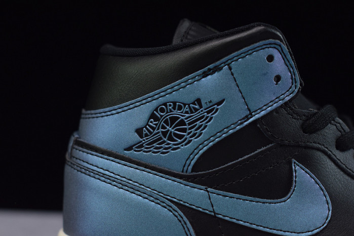 air jordan 1 mid iridescent black bq6472-009