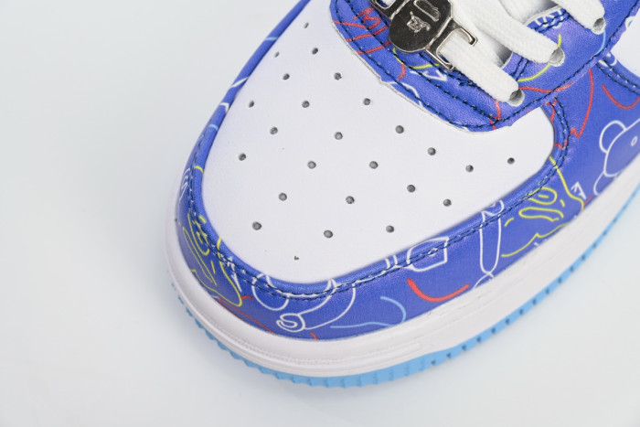 bape sta to low black blue color spray painting