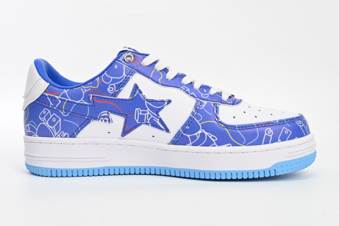 bape sta to low black blue color spray painting
