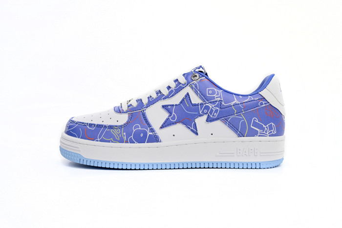 bape sta to low black blue color spray painting