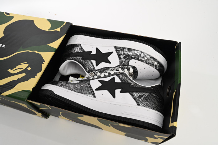 bape sta to low black black snake skin