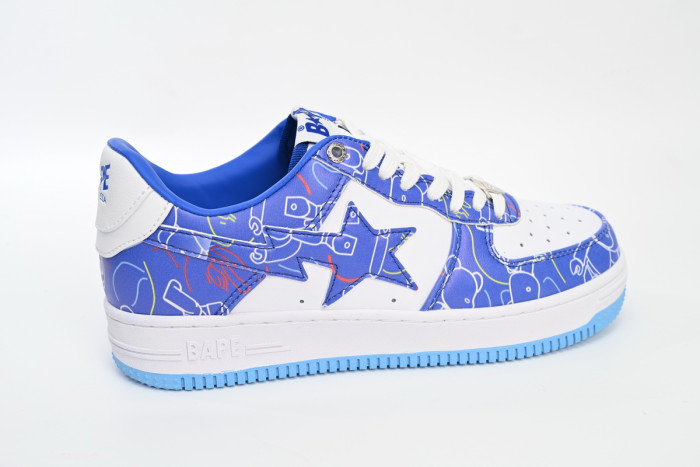 bape sta to low black blue color spray painting