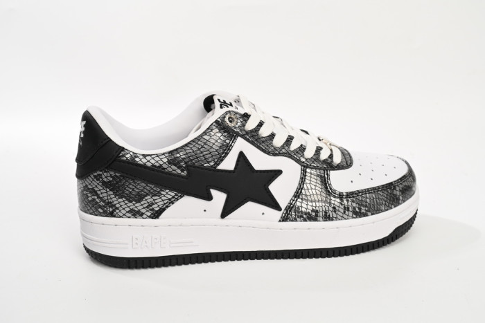 bape sta to low black black snake skin