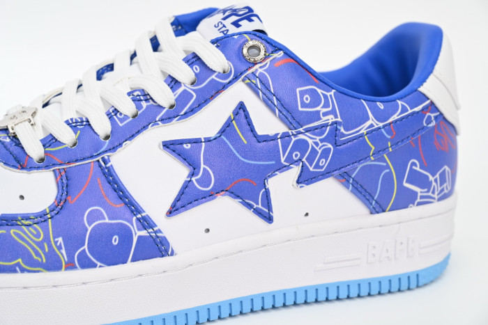 bape sta to low black blue color spray painting