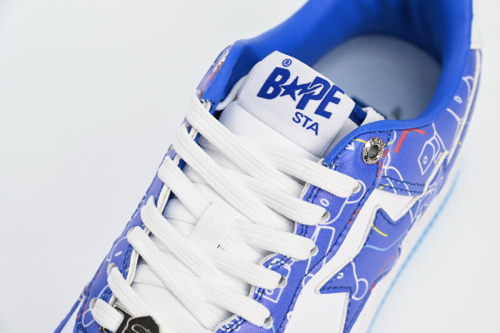 bape sta to low black blue color spray painting