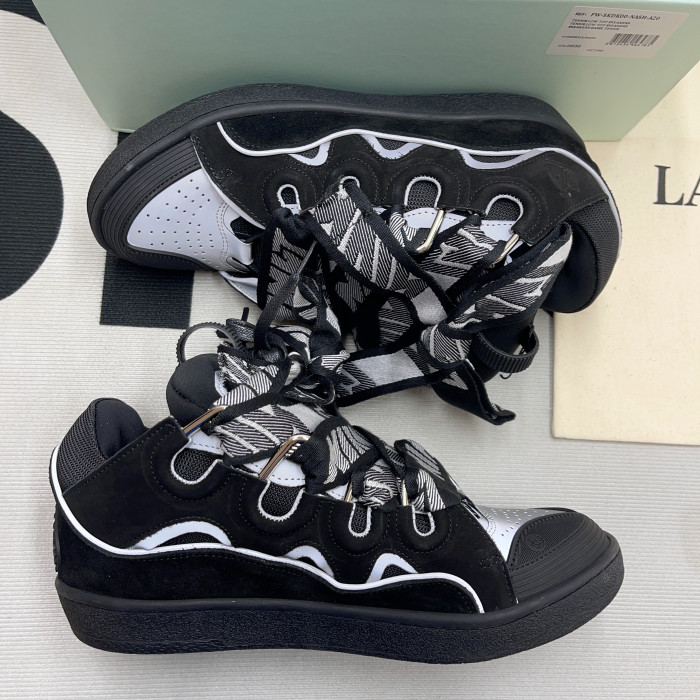 lanvin leather curb black grey