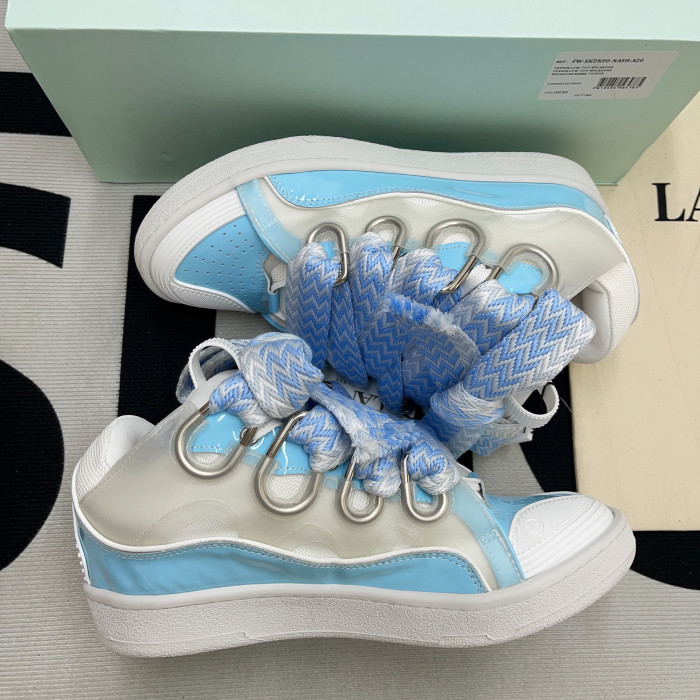 lanvin leather curb white light blue