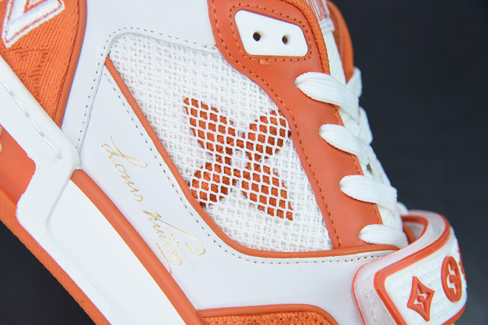 lv sneakers trainer monogram denim orange