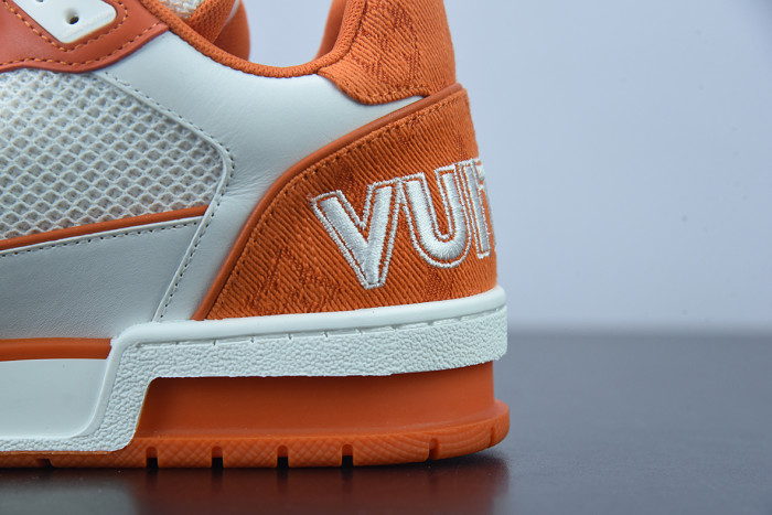 lv sneakers trainer monogram denim orange