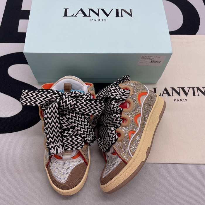 lanvin leather curb brown orange