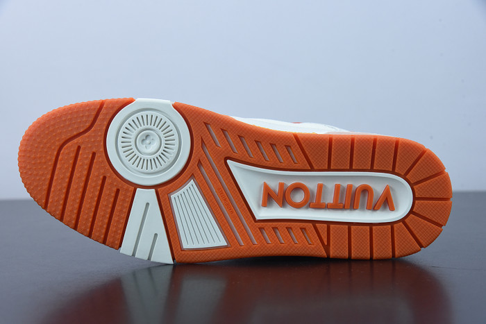 lv sneakers trainer monogram denim orange