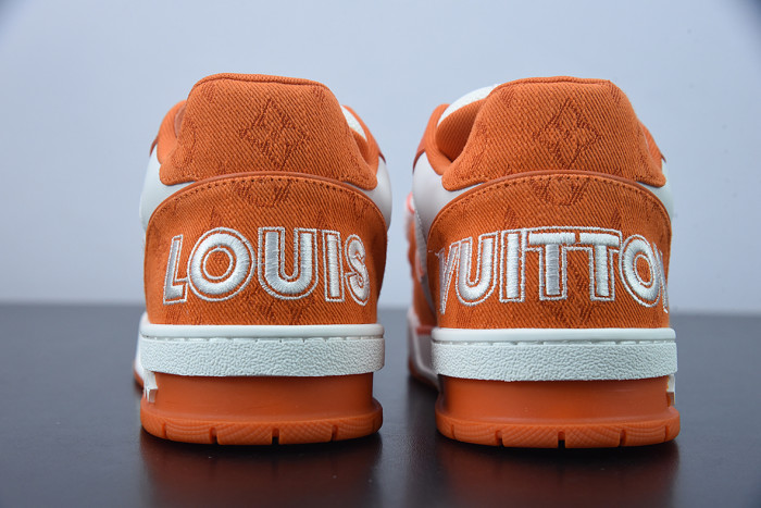 lv sneakers trainer monogram denim orange