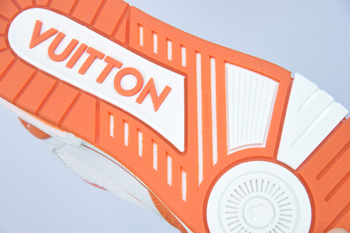 lv sneakers trainer monogram denim orange