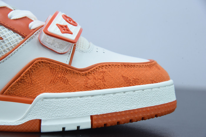 lv sneakers trainer monogram denim orange