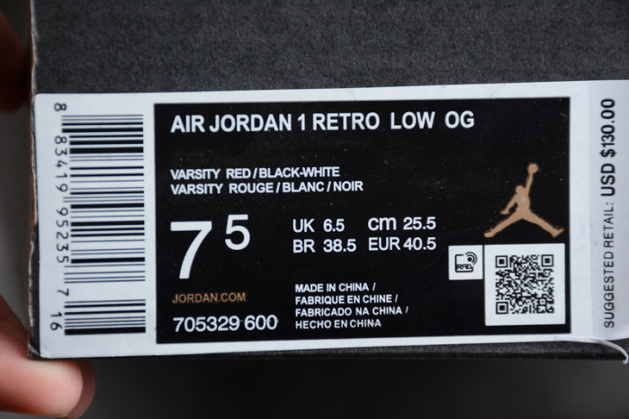 air jordan 1 retro low og "chicago" 705329-600