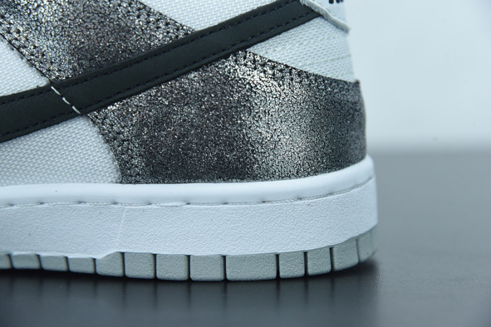 nike dunk low features silver cracked leather do5882-001