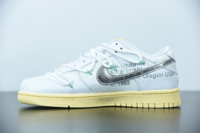 off white nike dunk low 01 of 50 ow white metallic silver dm1602-127