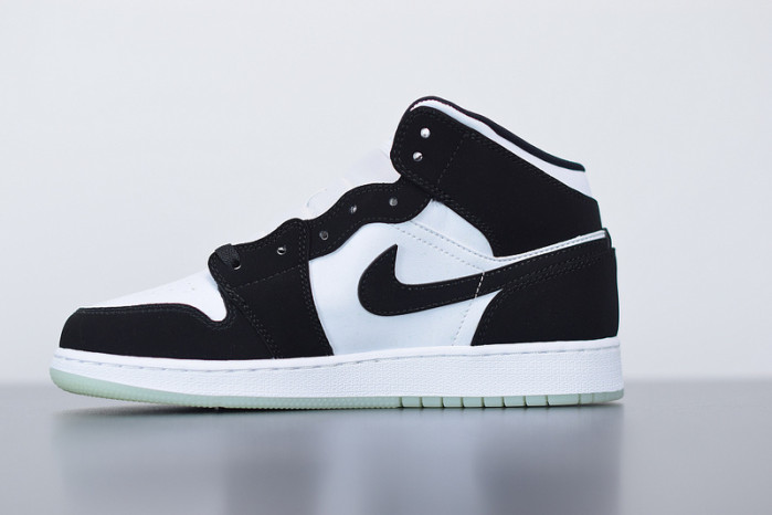 air jordan 1 mid white black teal tint (gs) bq6931-103