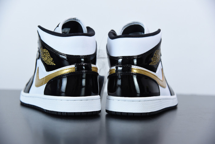 air jordan 1 mid patent black white gold 852542-007
