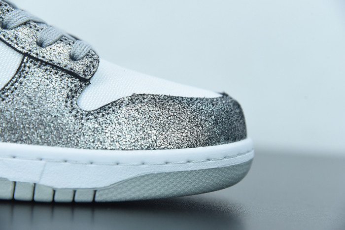 nike dunk low features silver cracked leather do5882-001