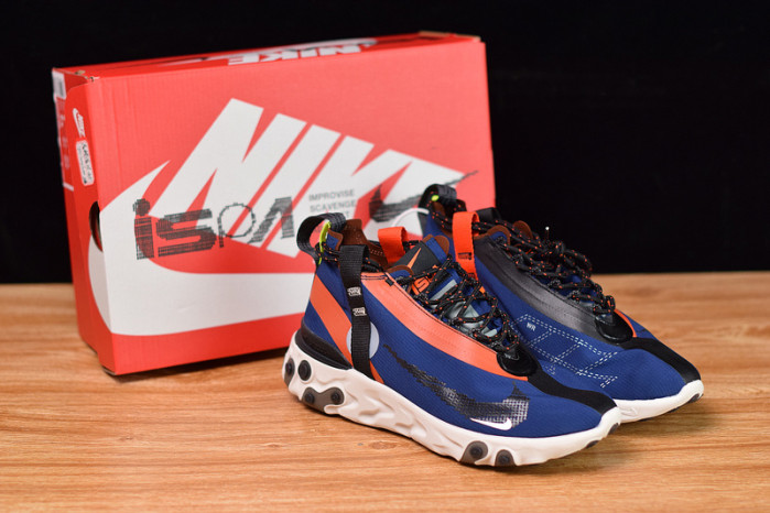 nike react runner mid wr ispa blue void team orange at3143-400