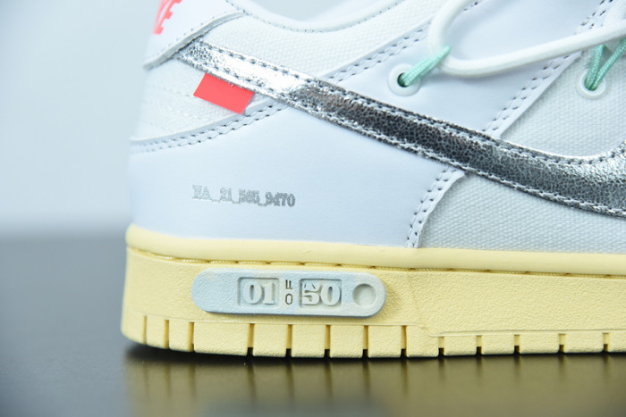 off white nike dunk low 01 of 50 ow white metallic silver dm1602-127