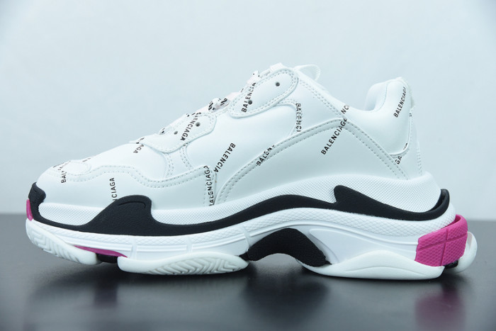 balcia triple s all over logo white pink sneaker