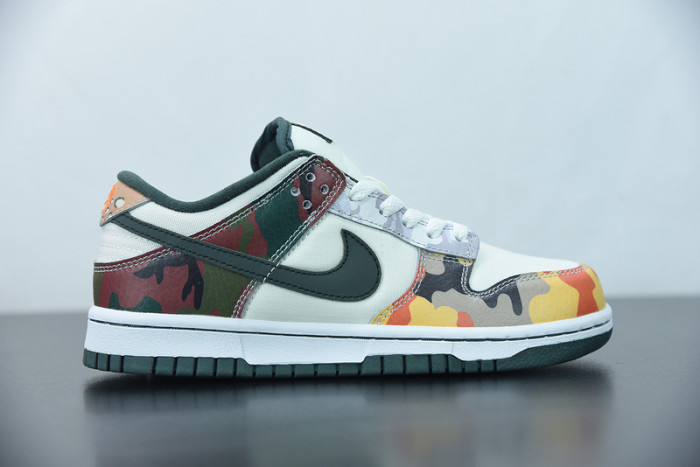 nike dunk low sail multi camo dh0957-100