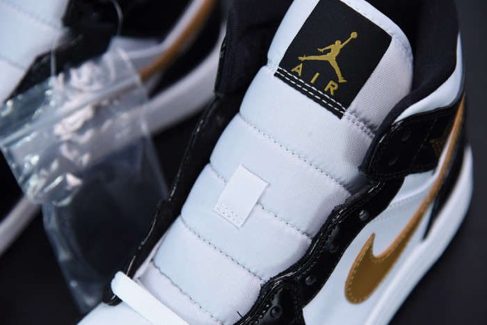 air jordan 1 mid patent black white gold 852542-007
