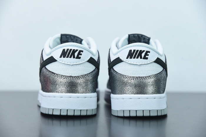 nike dunk low features silver cracked leather do5882-001
