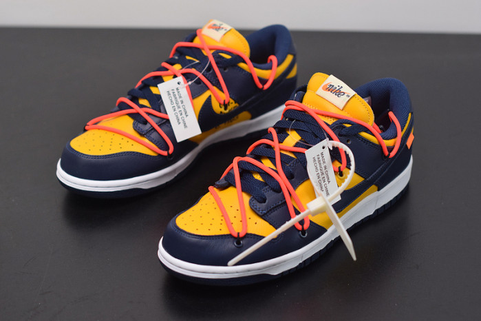 nike dunk low off-white university gold midnight navy ct0856-700