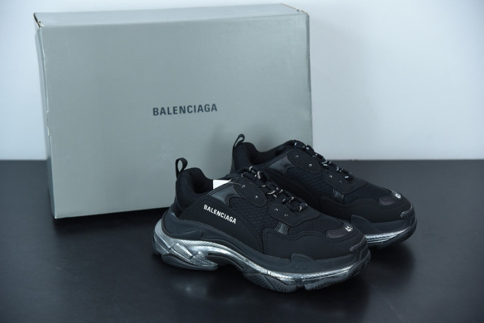 balcia triple s sneaker clear sole black ivory