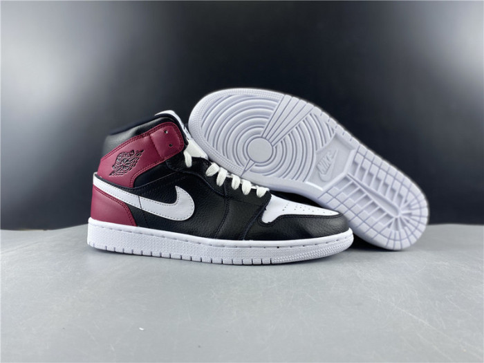 air jordan 1 mid black noble red bq6472-016