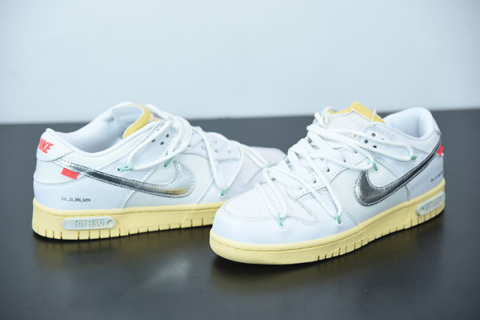 off white nike dunk low 01 of 50 ow white metallic silver dm1602-127