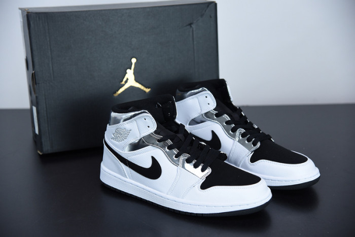 air jordan 1 mid white silver 554724-121
