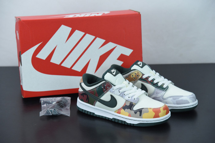 nike dunk low sail multi camo dh0957-100