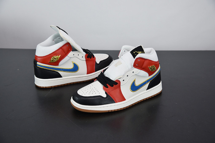 air jordan 1 mid sail red black blue dc1426-100