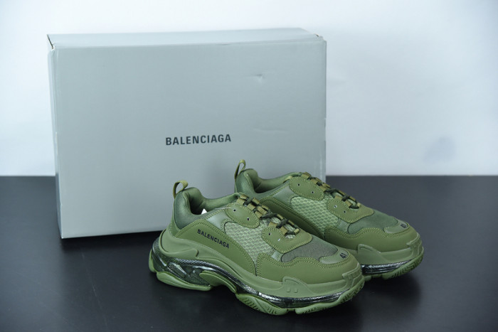 balcia triple s sneaker clear sole dark green