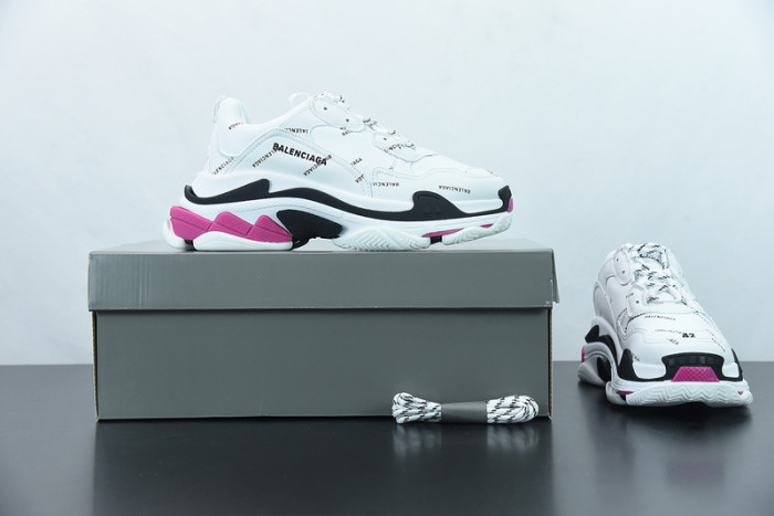 balcia triple s all over logo white pink sneaker