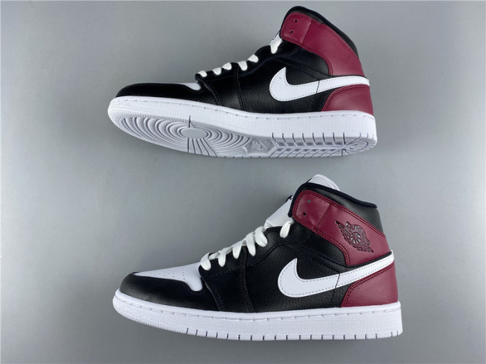 air jordan 1 mid black noble red bq6472-016