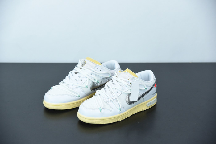off white nike dunk low 01 of 50 ow white metallic silver dm1602-127