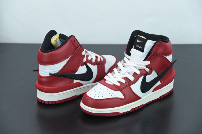 ambush x nike sb dunk high varsity red black white cu7544-102