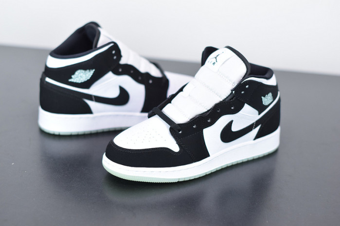 air jordan 1 mid white black teal tint (gs) bq6931-103