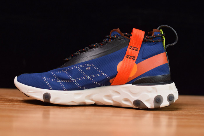 nike react runner mid wr ispa blue void team orange at3143-400