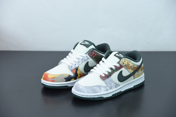 nike dunk low sail multi camo dh0957-100