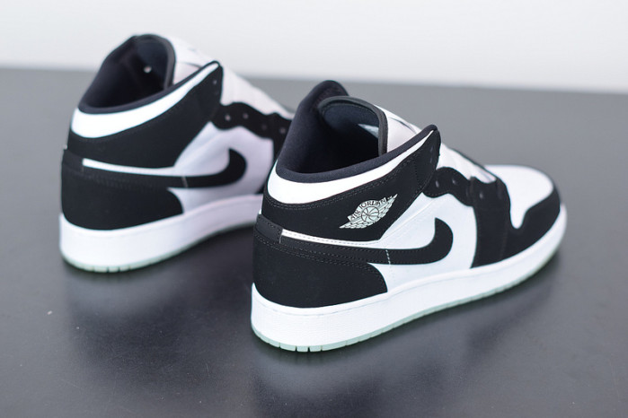 air jordan 1 mid white black teal tint (gs) bq6931-103