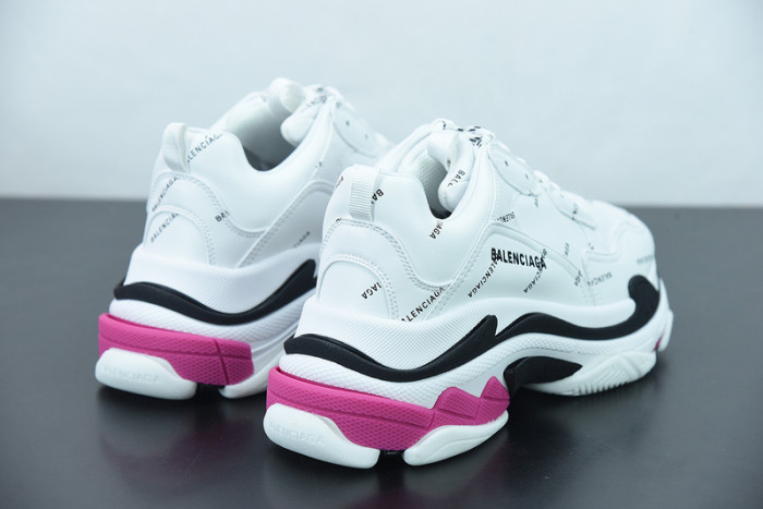 balcia triple s all over logo white pink sneaker